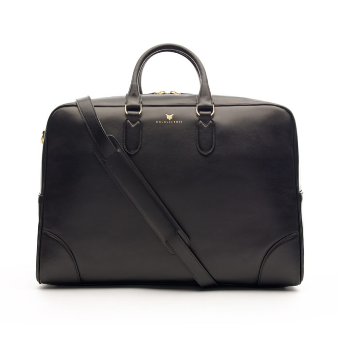 collier black leather weekend bag