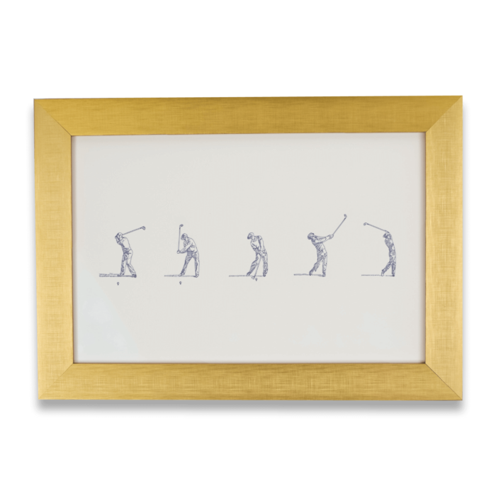 brass framed golf print