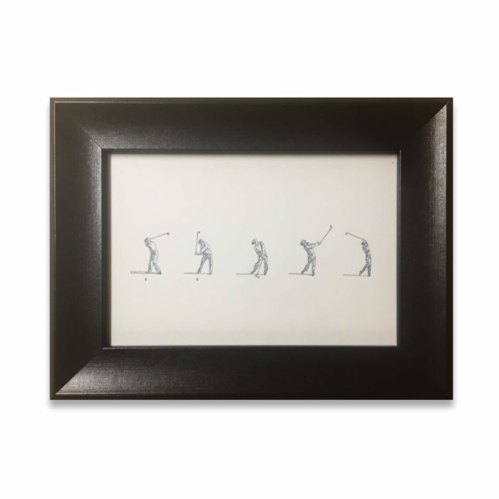 black wood framed golf print